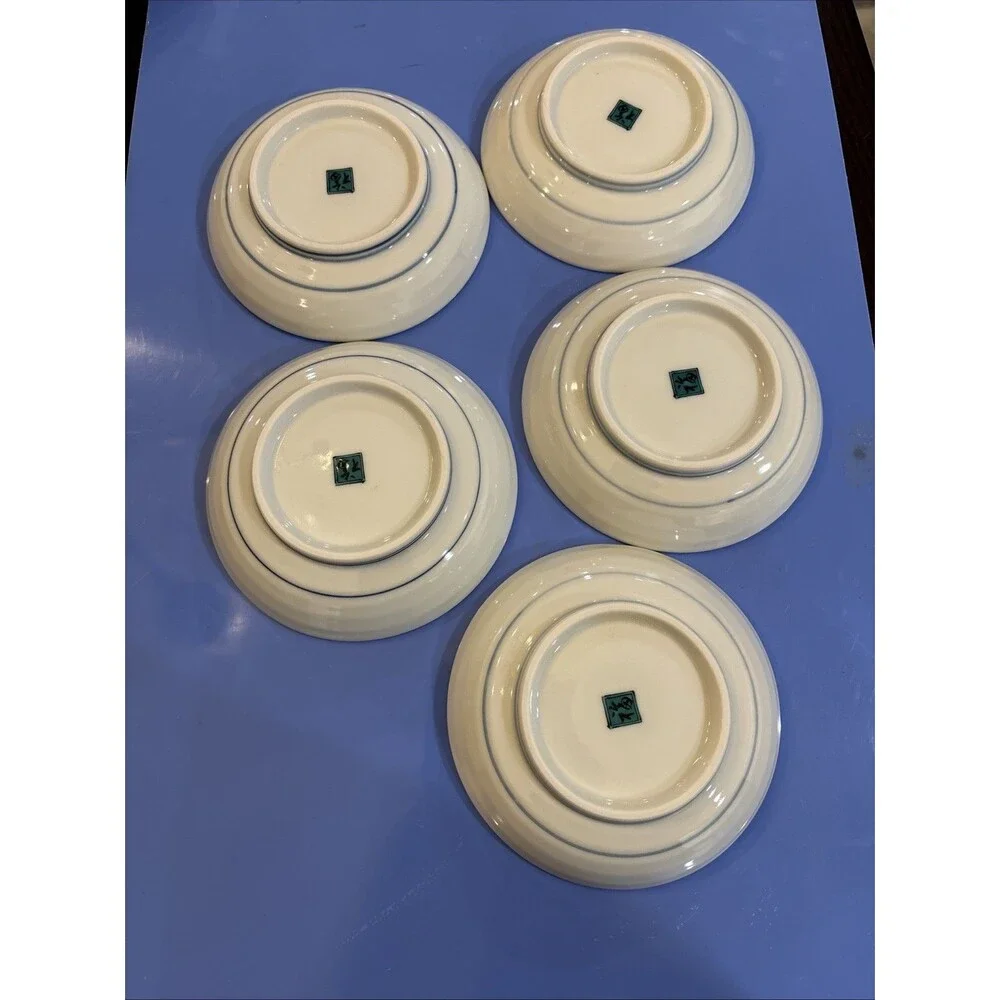 Japanese Kutani Ware Ko Kutani 5 Plate Set Birds Floral Original Box